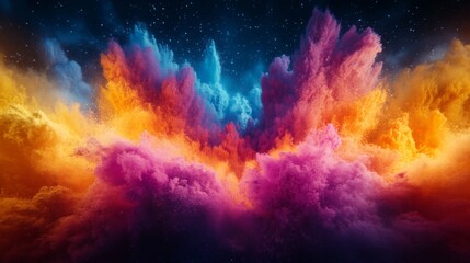 Obraz premium Vibrant Colorful Explosion Against Dark Background