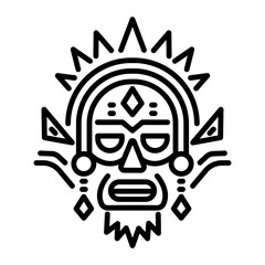 A linear icon of a tribal mask 