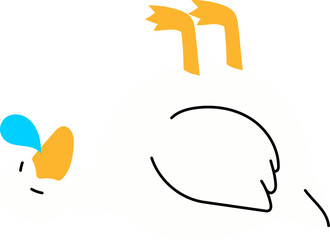 Funny goose is lying on its back illustration