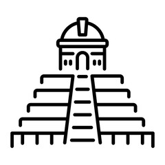 Mayan observatory icon in linear style 