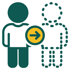 Male cloning yellow and dark green coloring glyph style icon