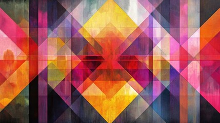 Abstract Geometric Design With Vivid Colors And Textured Triangles