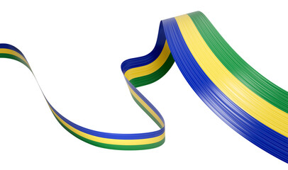 3d Flag Of Gabon 3d Waving Ribbon Flag Isolated On White Background, 3d illustration