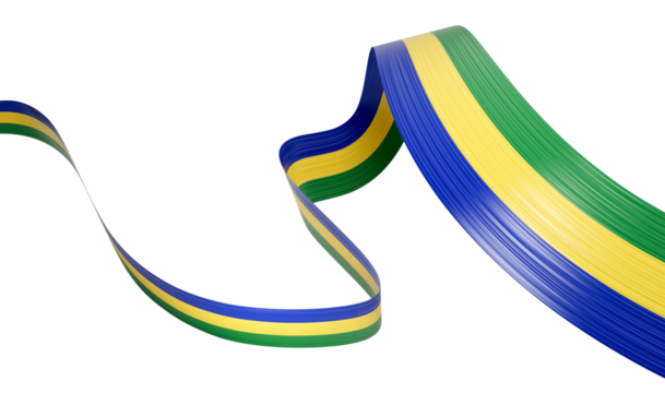 3d Flag Of Gabon 3d Waving Ribbon Flag Isolated On White Background, 3d illustration