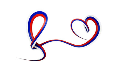 3d Flag Of Russia Heart-Shaped Shiny Wavy Awareness Ribbon On White Background 3d illustration