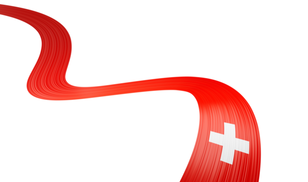 3d Flag Of Switzerland 3d Wavy Shiny Switzerland Ribbon Isolated On White Background 3d Illustration