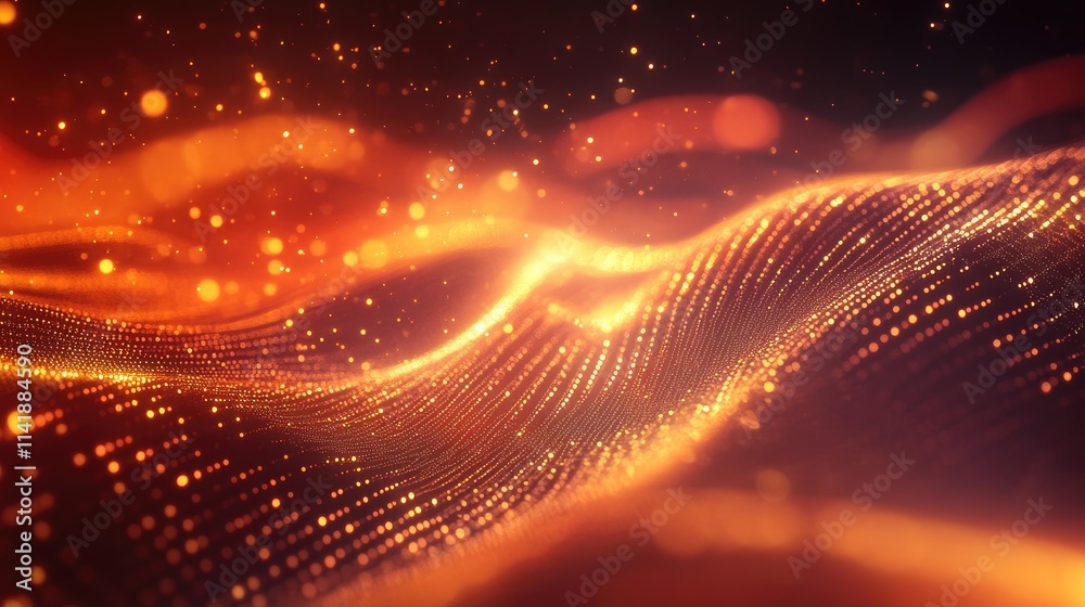 Poster Abstract global tech banner with a network of glowing lines and data flow, representing the rise of technology in a connected world