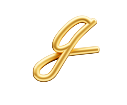 3d Golden Shiny Small Letter g Alphabet g Rounded Inflatable Font White Background 3d Illustration
