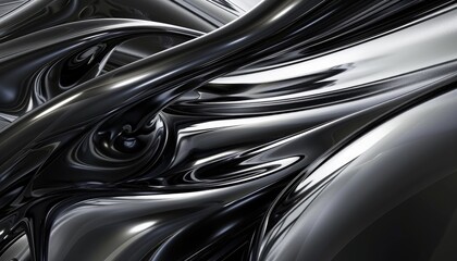 Abstract Black Metallic Swirls and Curves Design