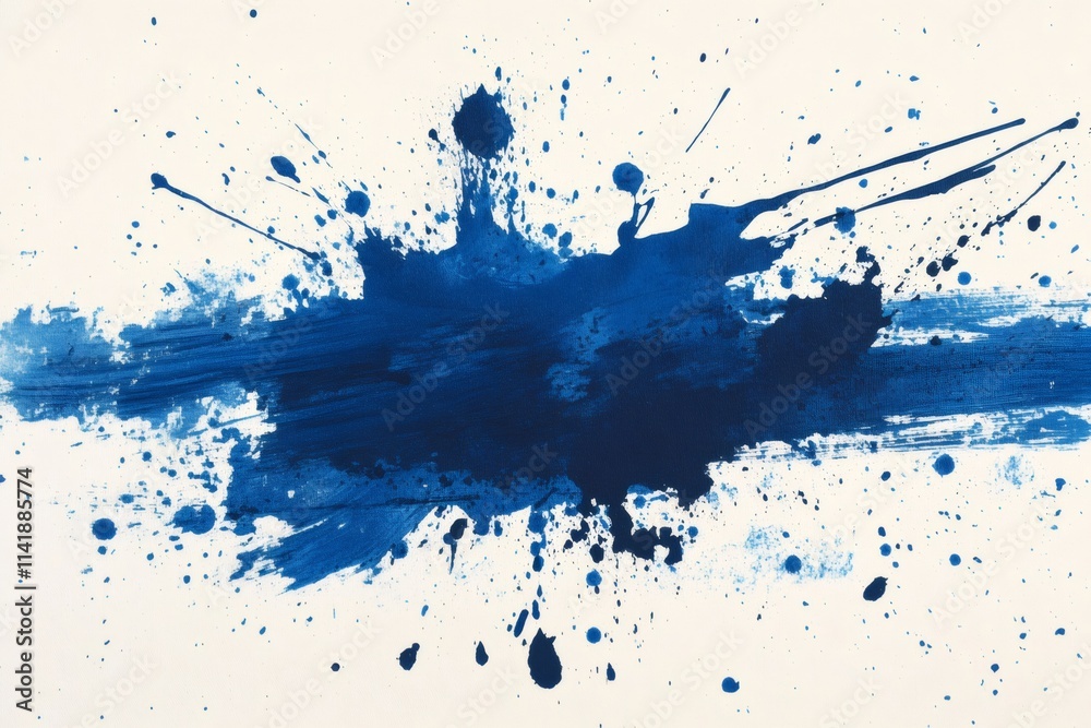 Aufkleber Blue paint splashing on white canvas creating abstract art