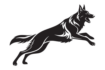 Energetic German Shepherd Silhouette - Leaping Dog Illustration
