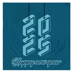 Modern Graphic Design Celebrating New Year 2025 with a slanted design to make it more meaningful. Flat vector modern illustration