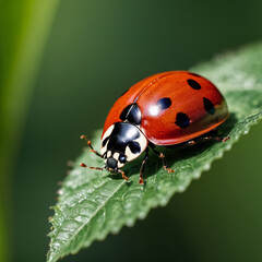 Insekten - Glücksbringer-Marienkäfer auf Pflanzenblatt