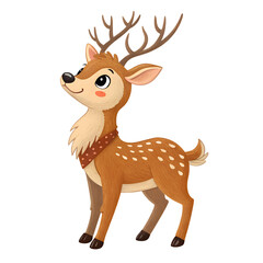 Fototapeta premium Cute reindeer figurine showcases playful design perfect for winter decor and holiday celebrations Christmas deer on a transparent background