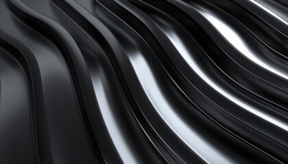 Obraz premium Abstract Black Wavy Metallic Surface Design