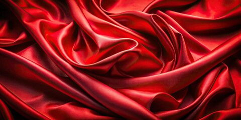 Obraz premium Luxurious red satin, flowing curves, wavy folds, textured fabric.