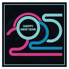 Bright Happy New Year 2025 Celebration Greeting Card Design, New year 2025 minimalist.