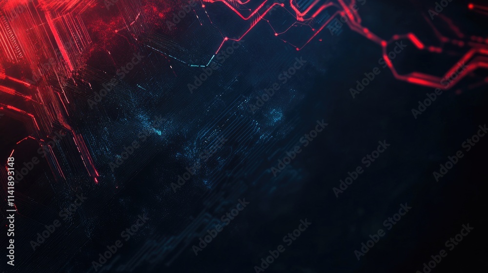 Poster futuristic global tech banner with abstract digital circuits and glowing connections across a dark b