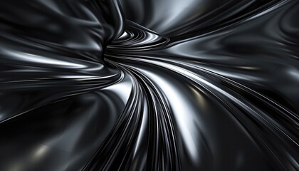 Abstract Black Swirling Metallic Fabric Design