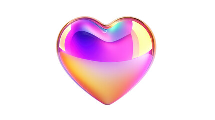 Iridescent Heart Shape with Vibrant Gradients Reflecting Light in a Stunning Display of Colors for Romantic or Emotional Themes