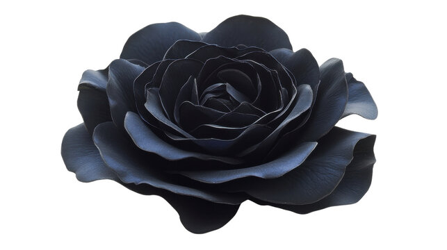 Elegant Black Rose with Soft Petals Displaying an Intricate Layered Design Perfect for Illustrating Mystery, Elegance, or Gothic Themes in Artistic Projects