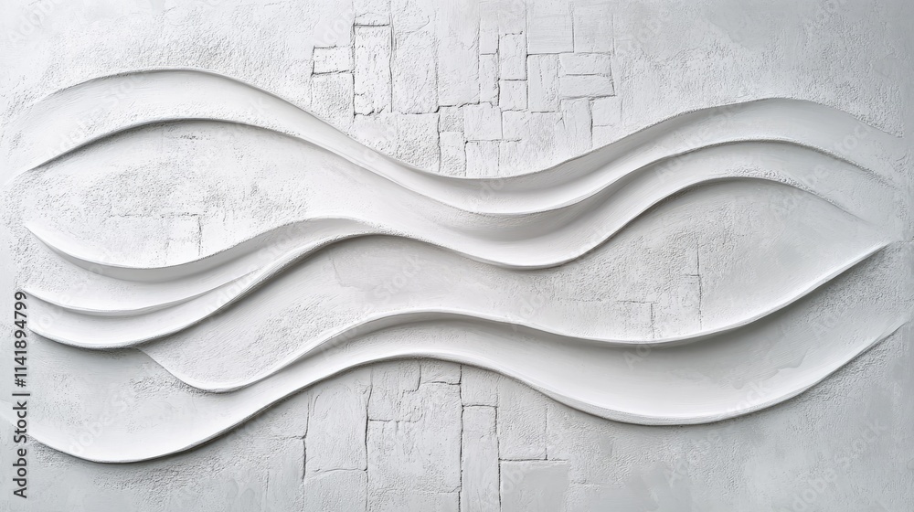 Aufkleber light gray stucco with abstract texture and white brick pattern forming an aged wall background, ide