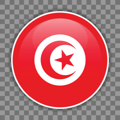 Tunisian flag icon on checkered background. Vector icon for mobile apps, UI or web design