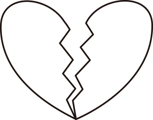 Crack love heart flat outline.
Broken heart shaped symbol.
Transparent background.