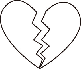 Crack love heart flat outline.
Broken heart shaped symbol.
Transparent background.