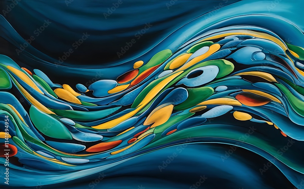 Poster Abstract liquid wave background with colorful background fluid wavy shapes design