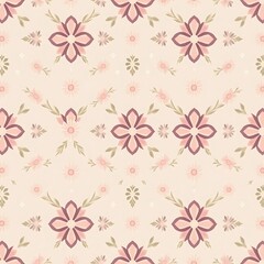 Delicate Floral Pattern:  A gentle and romantic pattern featuring delicate pink and brown floral motifs on a cream background.  The repeating design evokes a sense of serenity and warmth.