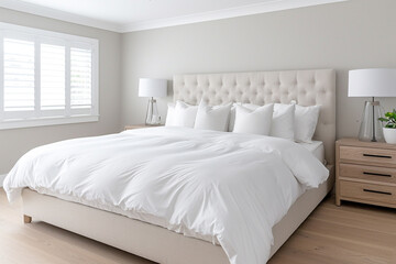 Cozy Bedroom Decor with Subway Tile Accent Wall