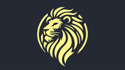 lion head silhouette logo in flat style