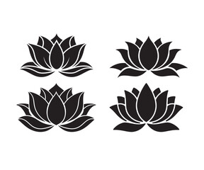 a vector illustration of a lotus flower silhouette on a white background.