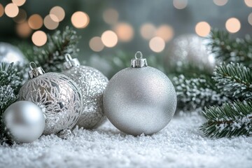 silver shining Christmas background, Generative AI