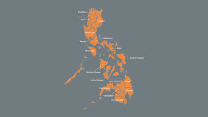 Modern Map of Philippines with Interactive Features, Flat design Philippines outline map.