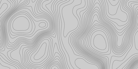 Topographic terrain map patterns vintage outdoors style abstract wavy line grey background, contour line style mountain relief cartography stylized height of the lines map geographic background.