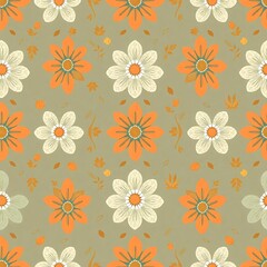 Autumnal Floral Seamless Pattern 