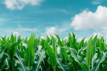 Obraz premium Organic Farm Landscape with Crops Growing Under the Sun