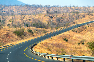 road in the rural area of Zambia, Africa