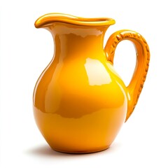 Yellow clay jug isolated on white background.