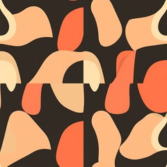 Abstract Geometric Pattern in Coral and Peach: A contemporary design featuring a captivating blend of coral and peach hues against a dark backdrop.