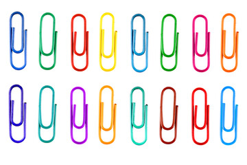 Collection of colorful paper clips isolated on white background. PNG file. transparent background