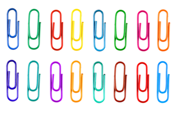 Collection of colorful paper clips isolated on white background. PNG file. transparent background