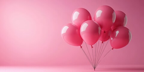 Realistic 3D Render of Pink Balloons on Soft Pink Background for Holiday Celebrations and Festive Occasions in High Quality Gigapixel Resolution
