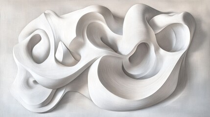 Abstract White Sculpture with Curving Lines