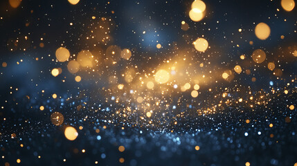 Obraz premium Shimmering golden and blue particles create magical background effect