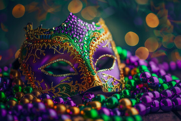 Beautiful greeting card with bright holiday composition for happy celebrate mardi gras