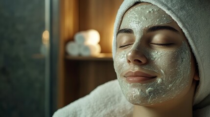Relaxing Spa Treatment with Face Mask on Woman's Skin, Close-Up of Serenity and Pampering in Beauty Salon for Skincare and Rejuvenation Experience