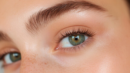 Obraz premium Intricate close-up of a woman's eye showcasing natural beauty and well-groomed brows
